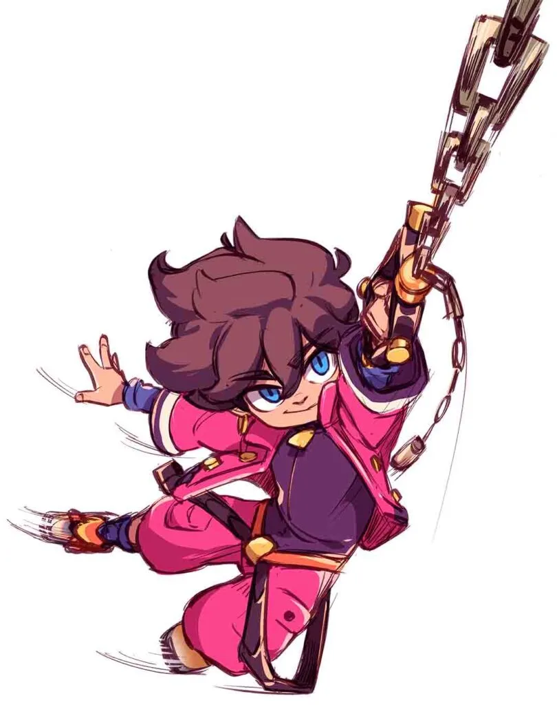Zirian using the sword as a grappling hook