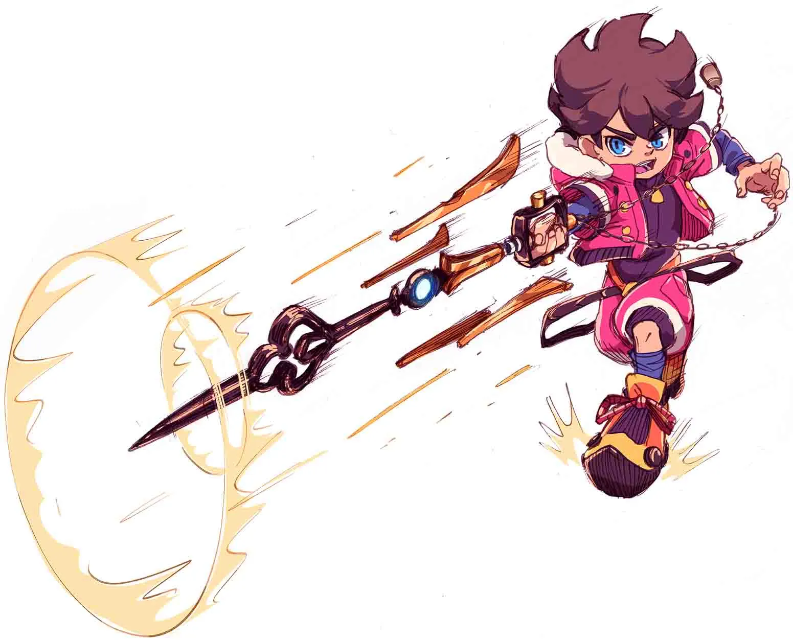 Zirian striking with the sword stinger form